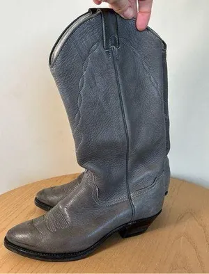 Western Cowboy Cowgirl boots Women's 6.5M Gray‎ Leather Upper thumbnail 1