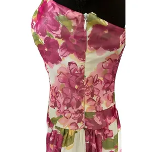 Tessuto Pink Floral Strapless Fit & Flare Dress Size 8 Wedding Guest Dress thumbnail 4