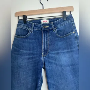 Wrangler High Rise Kick Flare Jeans Size 2 Raw Hem‎ Stretch boho western thumbnail 2
