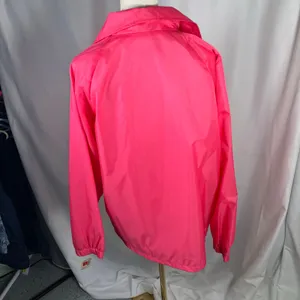 Vintage Ames‎ Hot Pink Windbreaker Nylon Cotton Lined Jacket Size L New 80's thumbnail 3