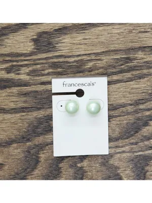 NWT Francesca's Womens Fashion Round Pearl Stud Earrings Green .25" thumbnail 3