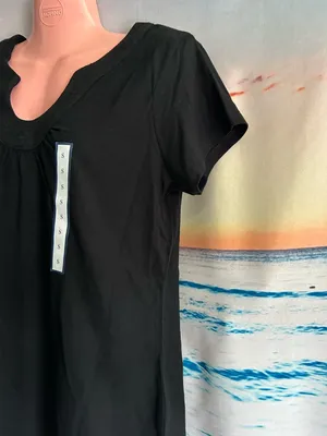 Croft & Barrow Women's Black Short Sleeve V-Neck Top SM NWT thumbnail 3