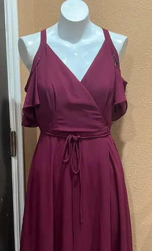 Lulus burgundy cold shoulder long dress thumbnail 1
