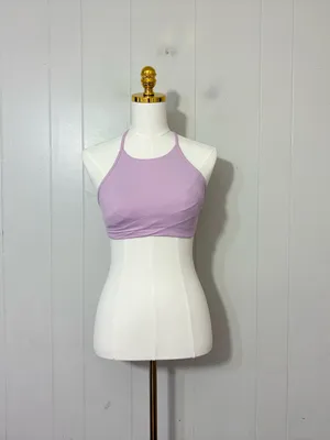 Lululemon Flow Y Wrap Front High Neck Bra Peony Pink Size 6 Pads Included thumbnail 2