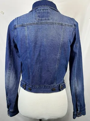 BEE & CECI Women’s Premium Denim Jacket Blue Jeans Trucker Coat Medium M Classic thumbnail 3