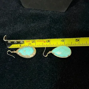 Unbranded Turquoise Jewelry Set Blue Silver color Teardrop Earrings Bracelet 3pc thumbnail 5
