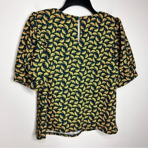 Mellóday puffed sleeve blouse green, yellow‎ size small thumbnail 5