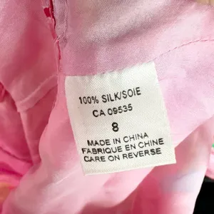 Tahari Bright Pink Floral Silk V Shift Dress Ruffle Trim Vintage Y2K Girly 8 thumbnail 10