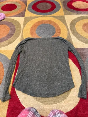 American Eagle Soft & Sexy Long Sleeve V Neck Tee Shirt Ribbed Dark Green Medium thumbnail 4