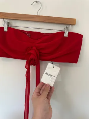 Bardot Akasha Crop Top in Deep Red thumbnail 5