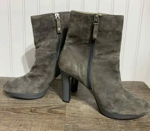 Ellen Tracy Ankle Boot Womens Dark Gray.‎ Leather High Heel sz 9 thumbnail 1