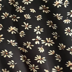Catch Stitch Floral Print High Waist Frill A Line Flared Long Black Skirt M thumbnail 7
