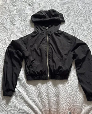 Cropped Forever 21 black rain jacket  thumbnail 1