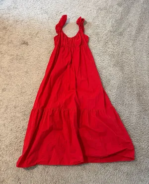 Universal Thread Bright Red Tiered Maxi Dress with Ruffle Straps thumbnail 1