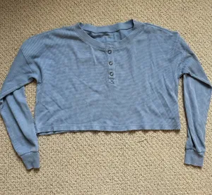 Aeropostale Top Crop Long Sleeve Blue thumbnail 1