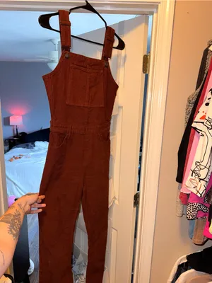 Lucky Brand Cherry Mahogony Bridgette Corduroy Women’s Overalls, Size 2/26 thumbnail 2