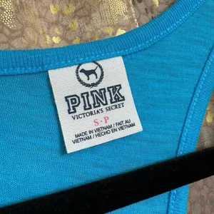 Y2K PINK Victorias Secret Malibu Blue Black 86 Sequin Stretchy Racerback Tank To thumbnail 4