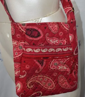 Vera Bradley Crossbody Handbag, "Mesa Red-2006", Zip Closure, Paisley Pattern thumbnail 1
