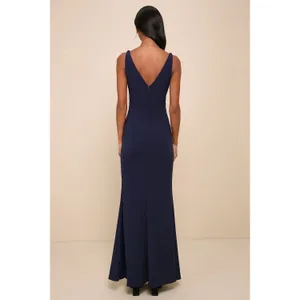 NWT Lulus Melora Navy Blue Sleeveless Maxi Dress Gala Banquet Bridesmaid Size M thumbnail 3