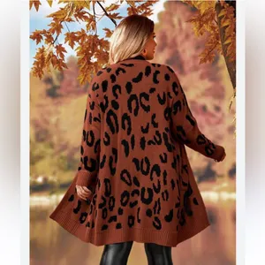 Angashion Leopard black & brown loose fit long outerwear sweater thumbnail 3