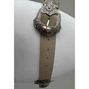 Taupe Double Silver Buckle Elasticized Back Belt thumbnail 5