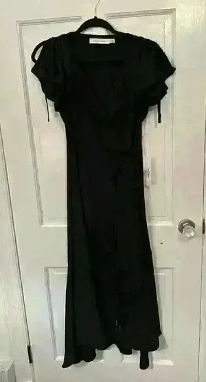 Bishop and Young Anthropologie Black Tara Wrap Dress‎ size S NWT thumbnail 1
