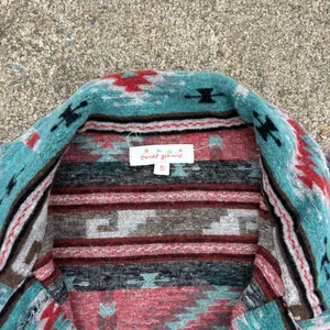 Sweet Generis Tribal Aztec Pattern Button down Jacket Blue thumbnail 3