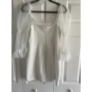 Amanda Uprichard Sheer Puff Sleeve Mini Dress Size M White‎ Bridal Rush Sorority thumbnail 4