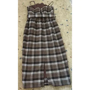 Anthropologie Strapless Belted Midi Dress Size 4 Plaid Fall Academia Preppy thumbnail 4