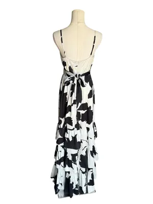 Hutch x Anthropologie - Guthrie Floral Satin Maxi Dress Side Slit Tie Back Sz 2 thumbnail 5