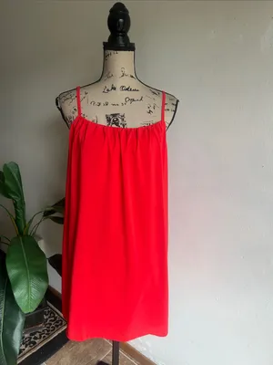 Alice + Olivia Red Orange Mini Slip Dress Size Medium thumbnail 2