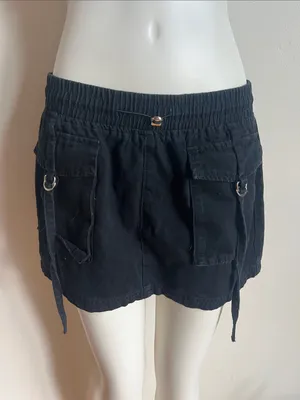 forever 21 Black Utility Mini Skirt with Cargo Pockets whimsygoth festival vibe thumbnail 1