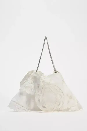 Zara Cream Lace Appliqué Shoulder Bag with Chain Strap Bohemian Summer Vacation thumbnail 2