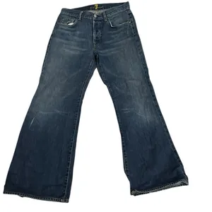 7 For All Mankind Straight Leg Blue Denim Jeans 100% Cotton Button Zip Women thumbnail 1