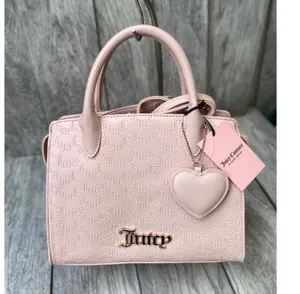 Juicy Couture Pink Satchel Bag – Embossed Logo & Heart Charm thumbnail 1