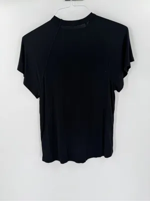Free People Just a Twist Black Keyhole Short Flutter Sleeve Lightweight Top thumbnail 4