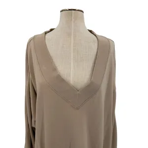 Free People Key Player Layer Sweatshirt Doe Oversized‎ V Neck Tunic Top Medium thumbnail 4