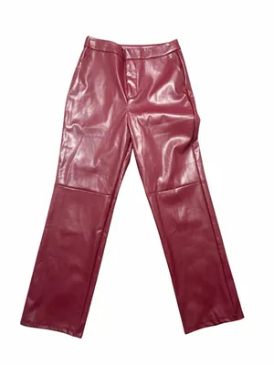 Lulus Vegan Leather High Rise Straight Leg Cropped Burgundy Pants Size Small thumbnail 1