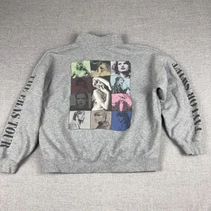 Taylor Swift Sweatshirt Womens Medium Gray The Eras Tour 1/4 Zip Fleece Graphic thumbnail 2