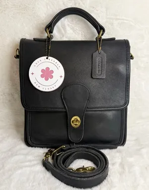 Vintage Coach 5130 Station Black Leather Crossbody Bag Purse thumbnail 1