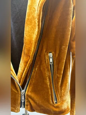 Forever 21 Velvet Moto Jacket in Mustard Gold thumbnail 5