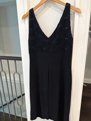 Lauren Ralph Lauren Black Sequin Lace Cocktail Dress Size 14 thumbnail 5