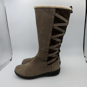 Teva Figueroa Women's Tall Winter‎ Boots Fur Lined Lace Up Taupe Suede Size 8 thumbnail 2