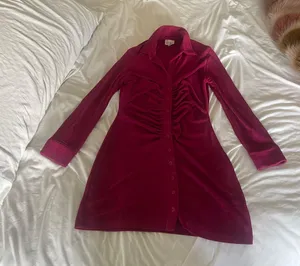 Ruched Bodycon Mini Shirt Dress In Raspberry Pink thumbnail 4