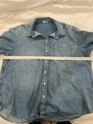 GAP Oversized Denim Cotton Shirt Blue Size L thumbnail 3