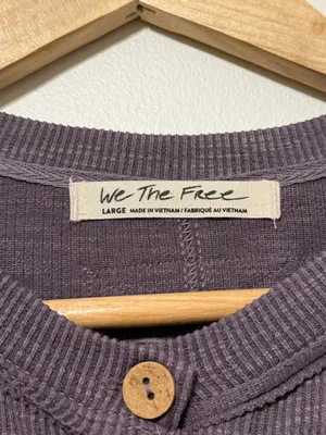 Free People We the Free Button Down Ribbed Dress Size Large Purple Beach Boho thumbnail 2