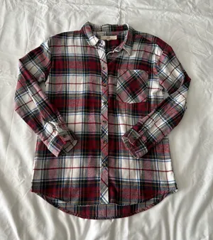 Thread and Supply Red And White Plaid Flannel thumbnail 1