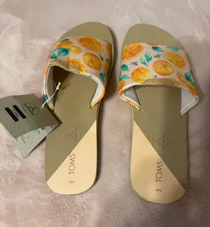 TOMS Earthwise Citrus Print Slide Sandals Orange Fruit Women’s Size 8 NWT thumbnail 1
