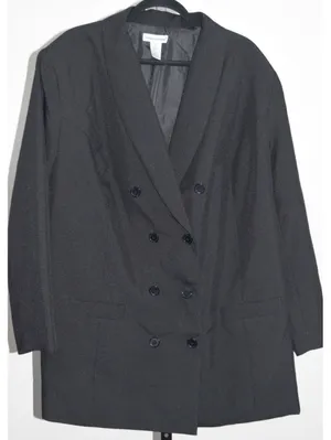 Jessica London Black Double Breasted Long Blazer Plus Size Tall 20T thumbnail 1