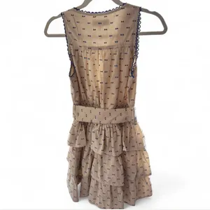 Anthropologie En Saison Cream Ruffle Polka Dot Mini Dress thumbnail 6